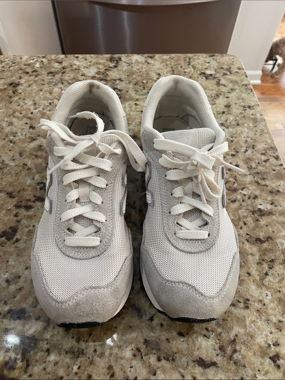 New Balance Off-White Mesh & Suede Sneakers
